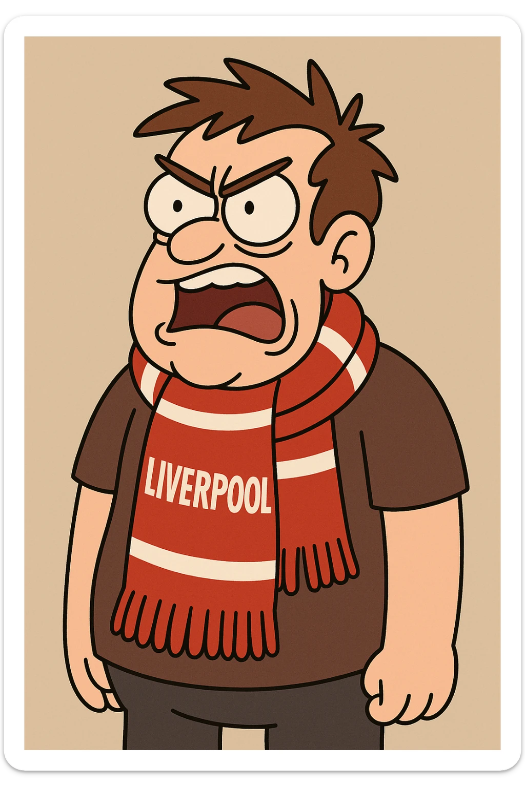 Liverpool FC scarf, red with white stripes, football fan accessory, simple and bold sticker