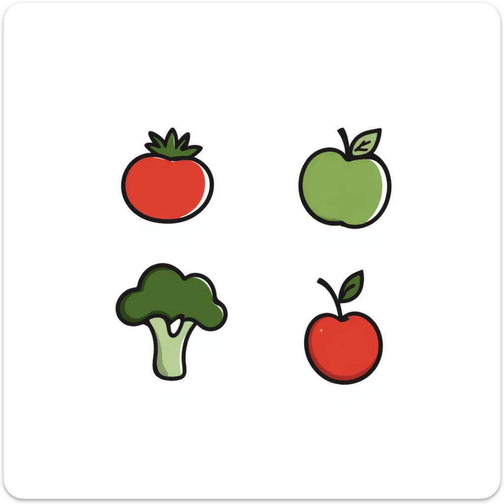 hand drawn doodle of a variety of organic products sticker