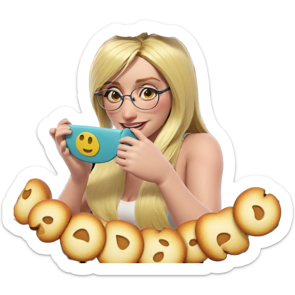 smiling girl with glasses parody sticker