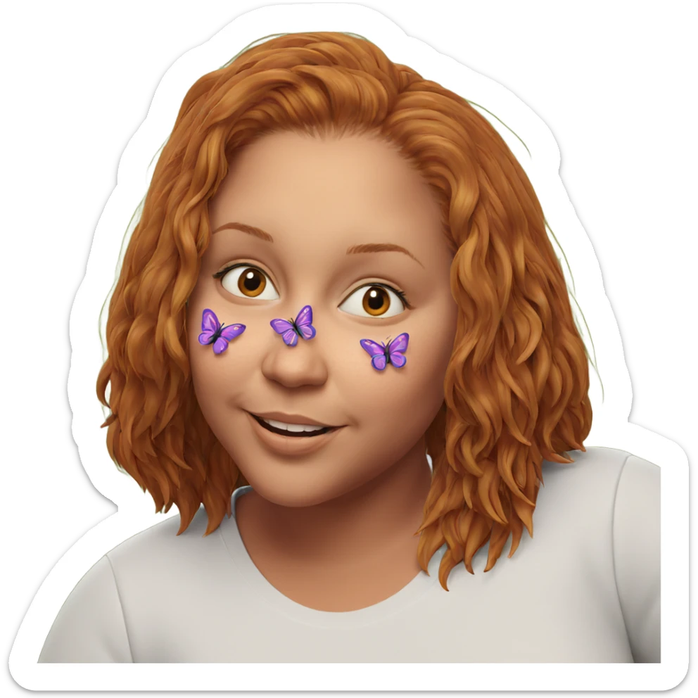 happy girl with butterfly sticker