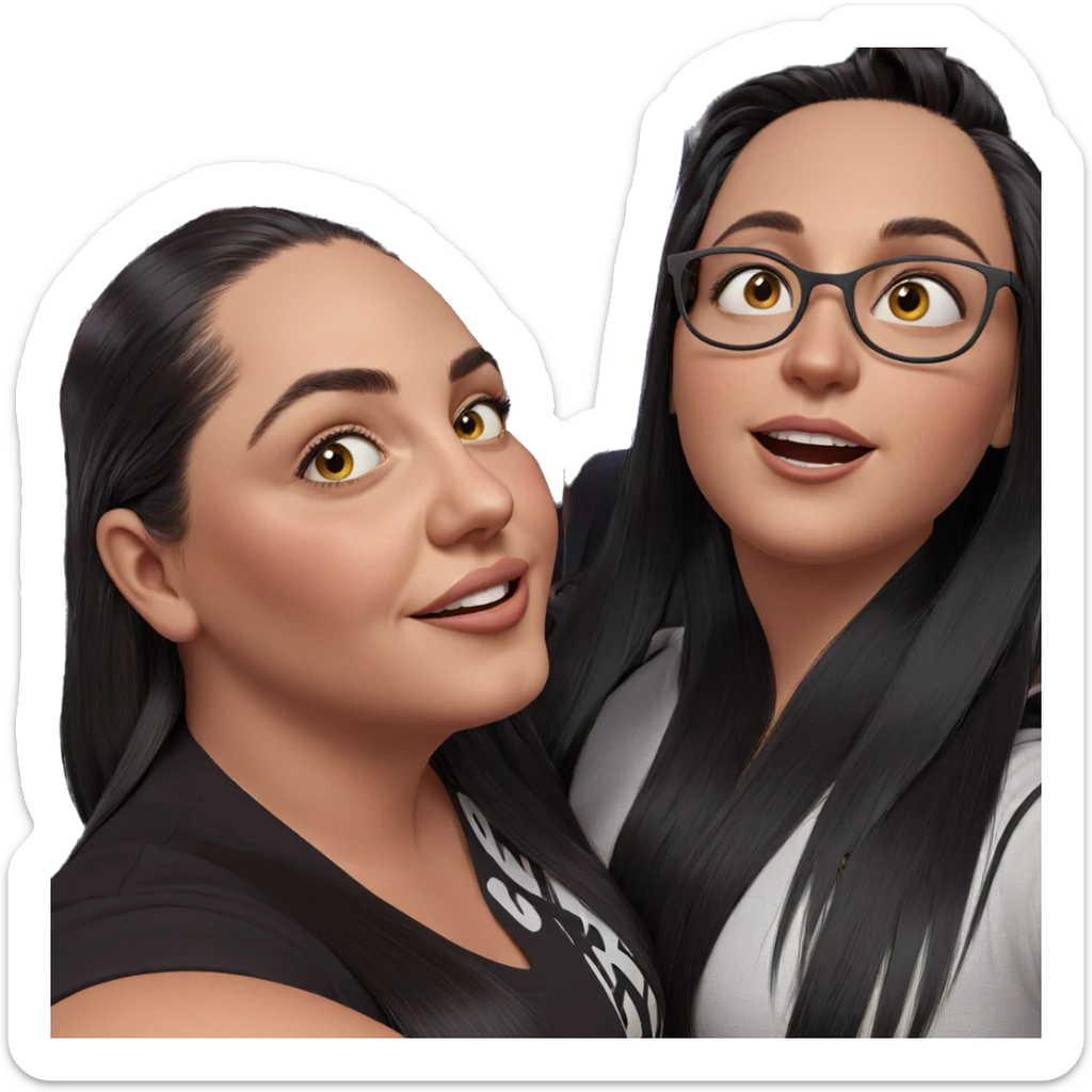 girls with long black hair sticker