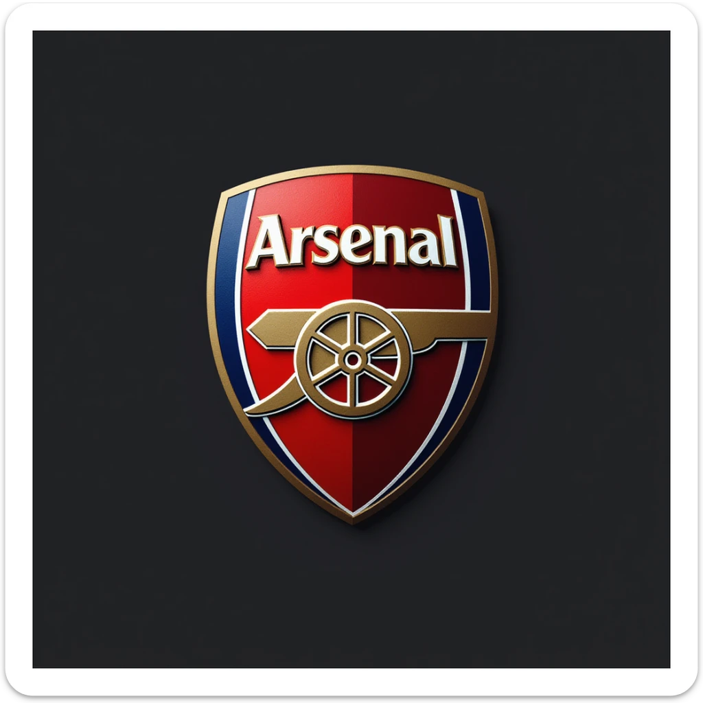 realistic illustration of cannon and shield inspired by Arsenal logo sticker