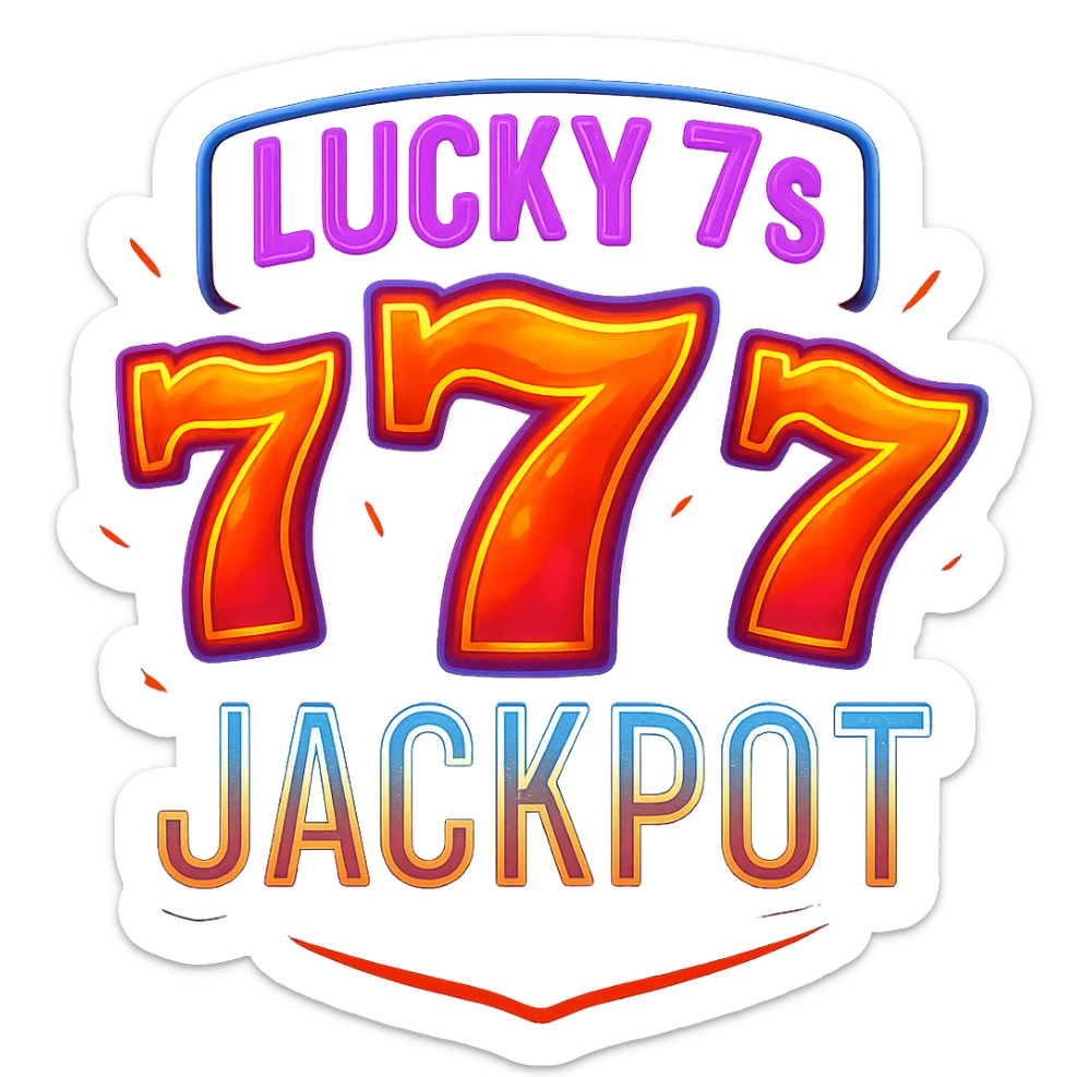 Add an animated effect like glowing or pulsing to the lucky 7s and jackpot emoji, keeping the Twitch streamer vibe. Maintain transparent background. sticker
