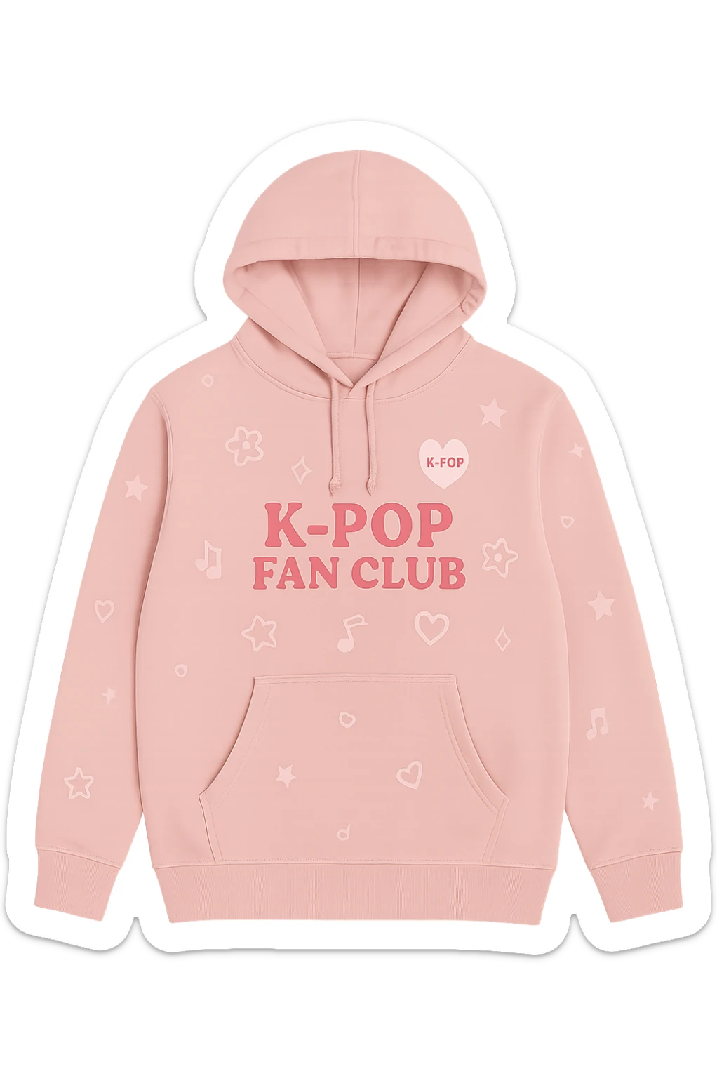 pink kpop fan club hoodie, cute and trendy sticker