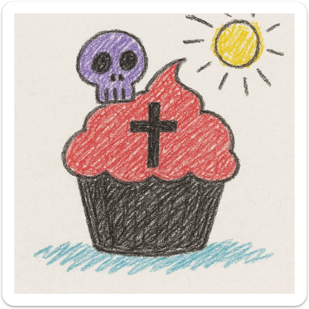 gothic cupcake, children doodle style sticker