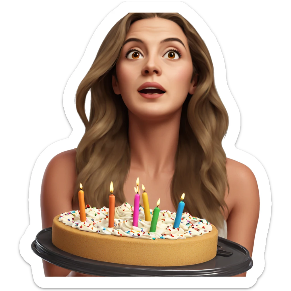 birthday girl with cake sticker