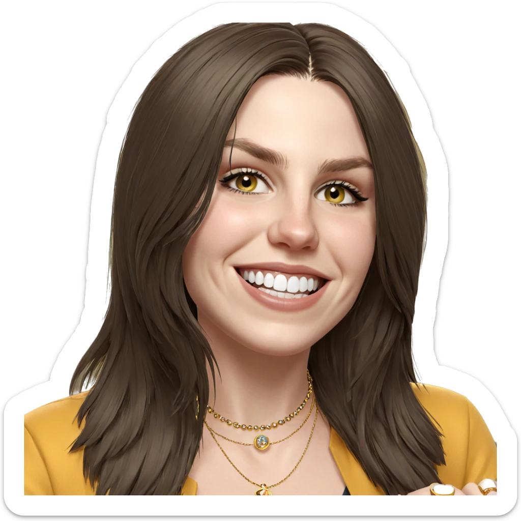 smiling girl with jewelry sticker