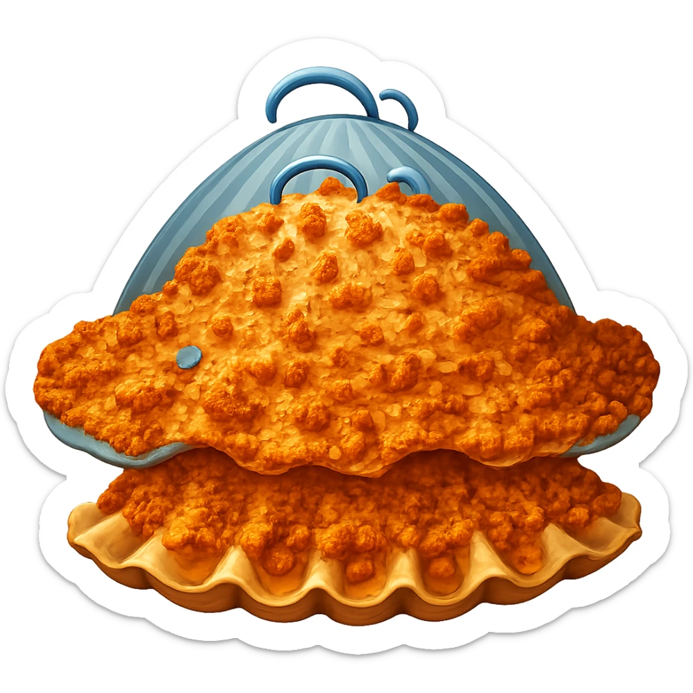 Add more crust details to the crusty clam in the style of apple emojis, keep the emoji style, no background. sticker