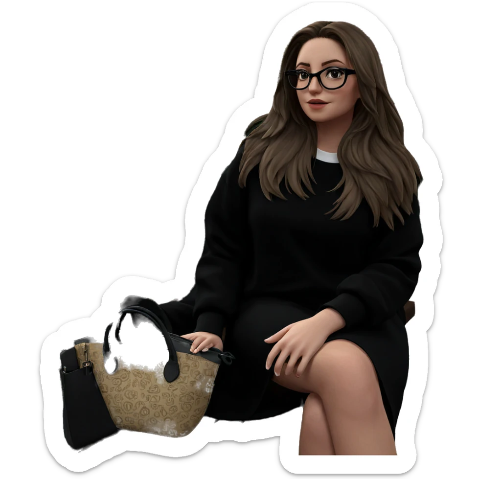 girl sitting on a bench sticker