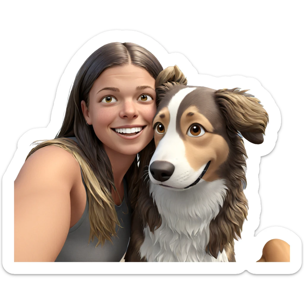 happy girl with dog outdoors sticker