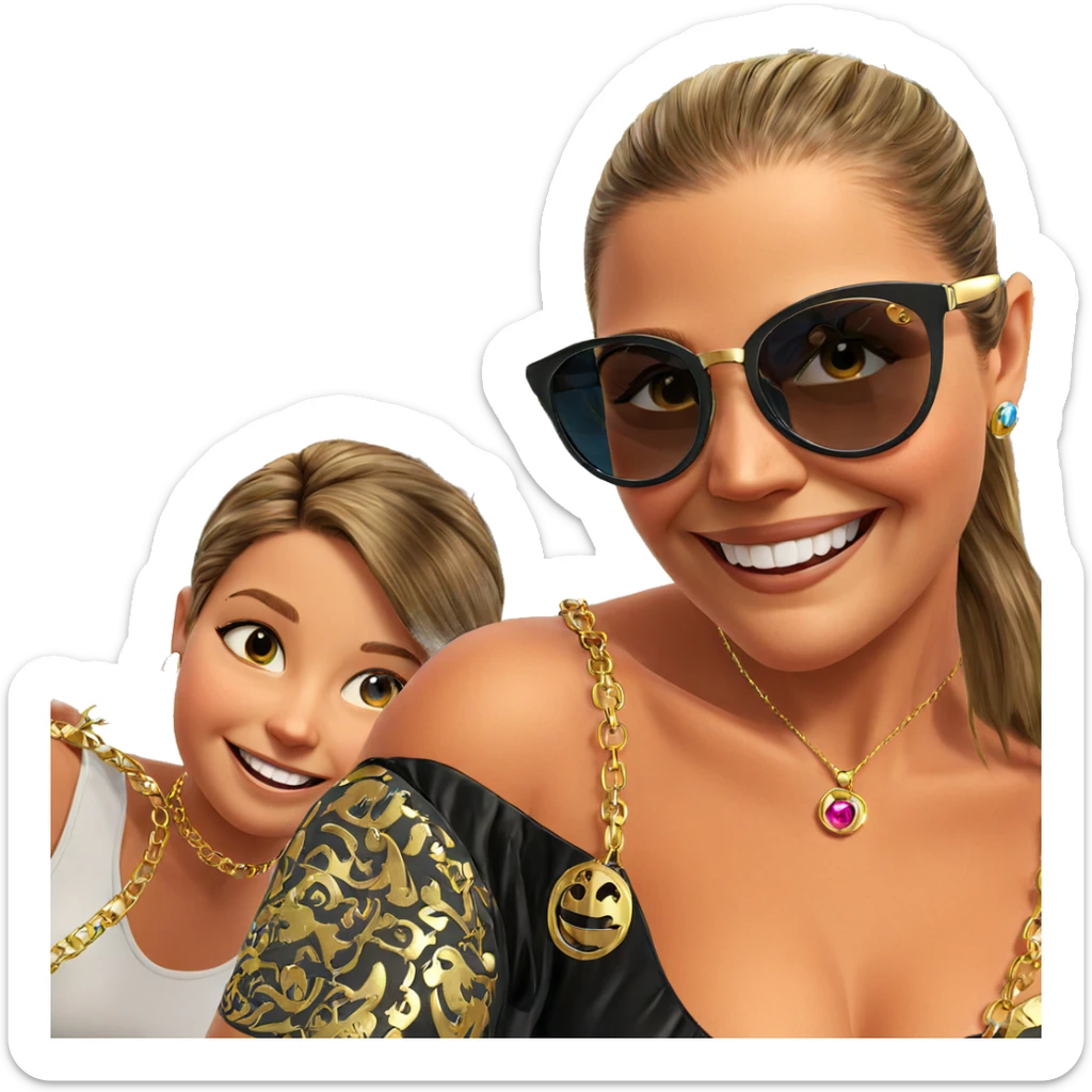 smiling girl with jewelry sticker