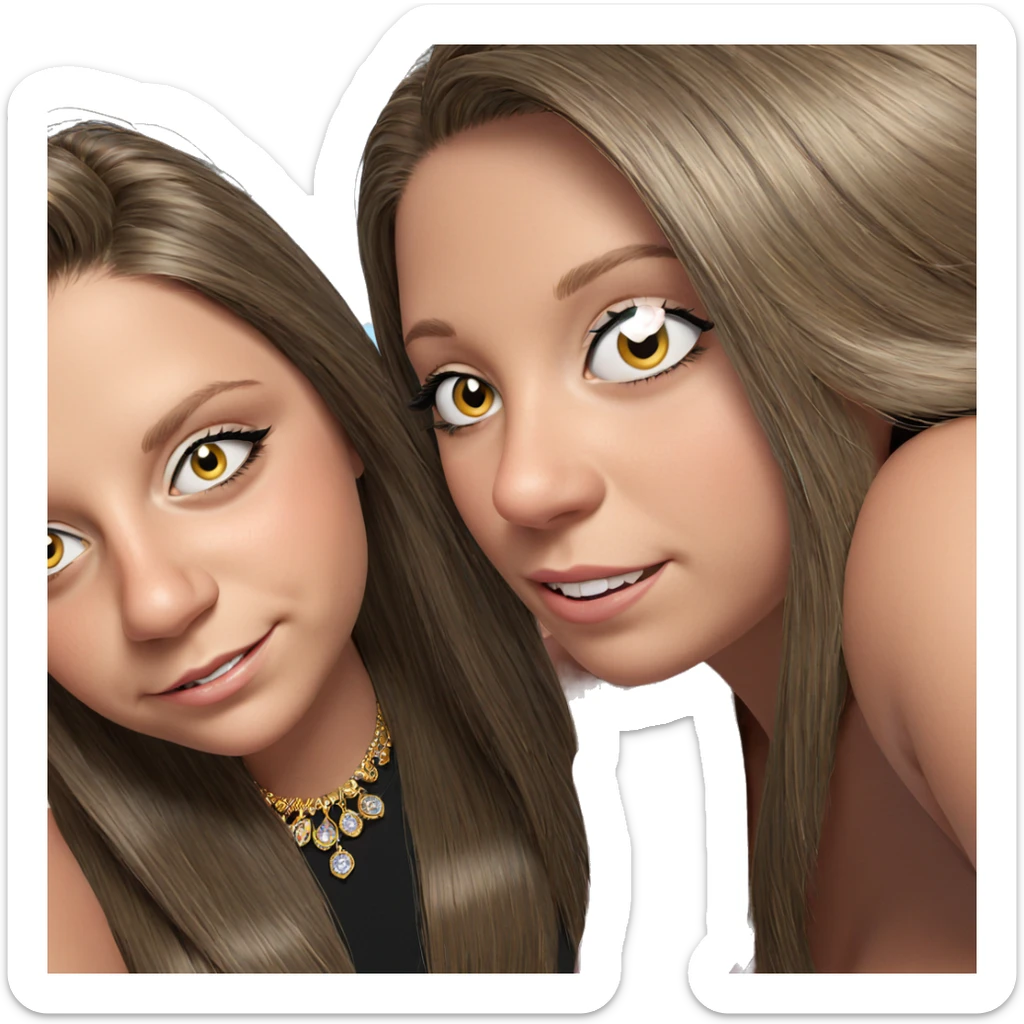 smiling girls with jewelry sticker