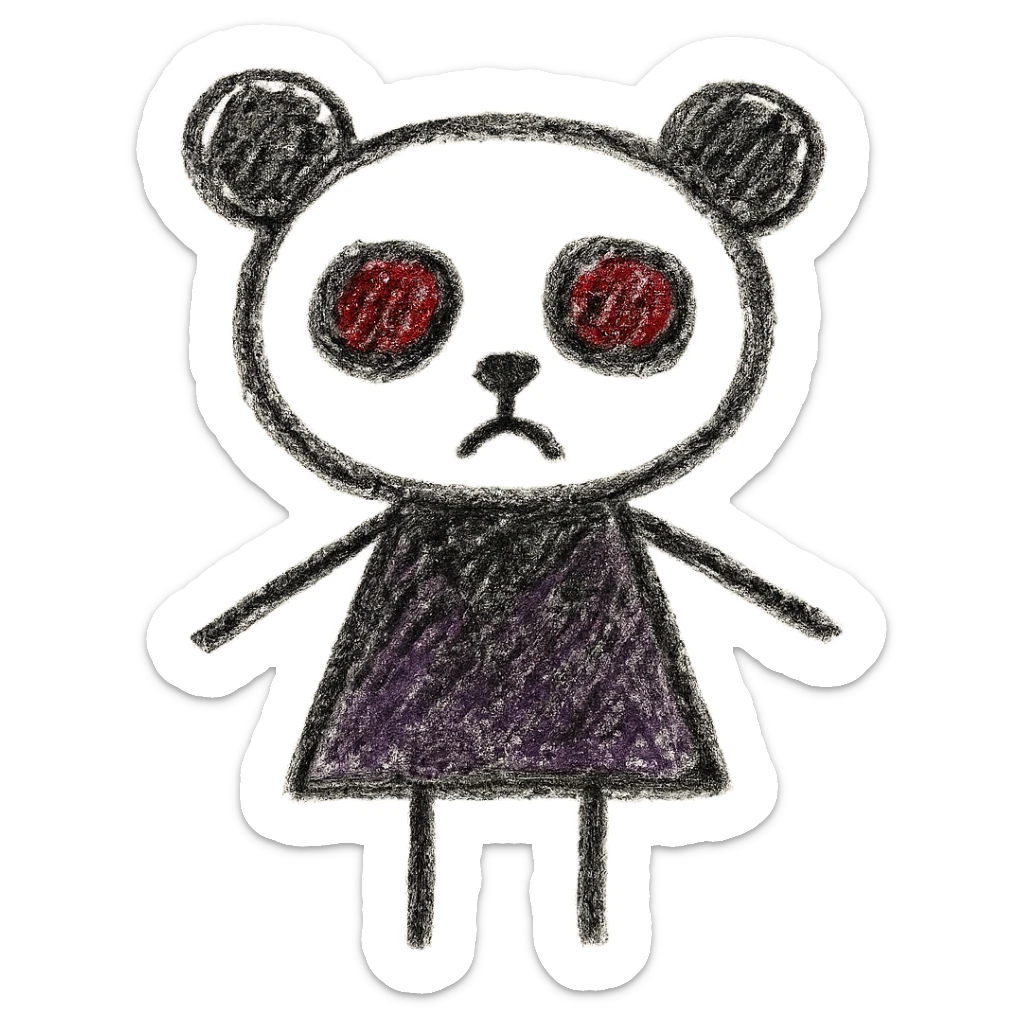 gothic teddy bear, children doodle style sticker