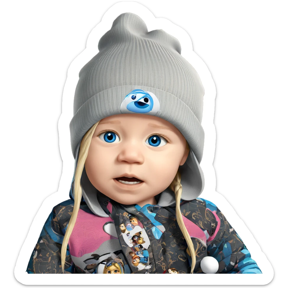 girl in beanie with blue eyes sticker