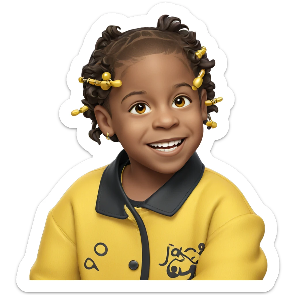 smiling boy with earrings sticker