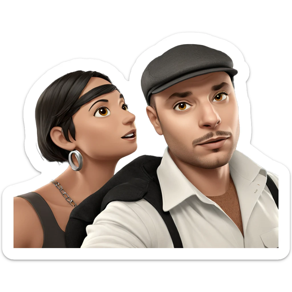 girl and boy in style sticker