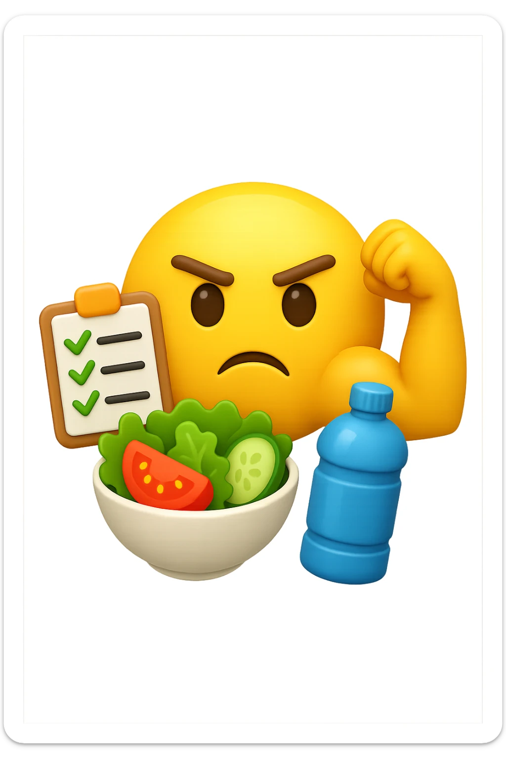 emoji 3d stile iphone che rappresenta la costanza nel seguire un piano di allenamento e di dieta 3d sticker