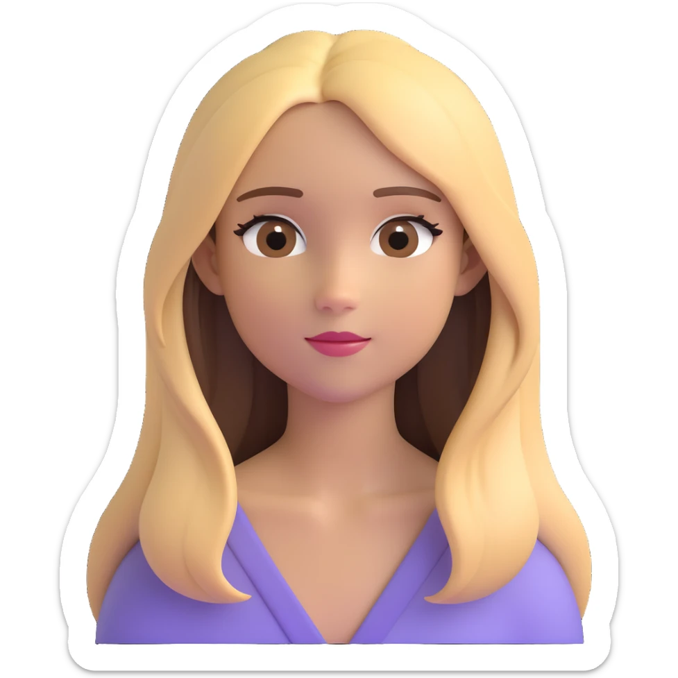 Girl with long hair and blonde highlights and dark brown eyes sticker