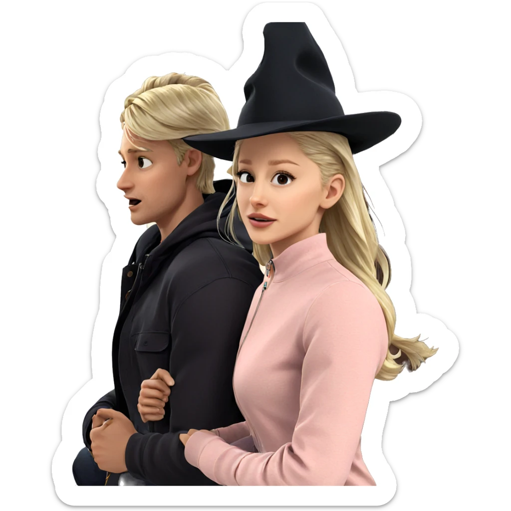 blonde girl with boy in hat sticker