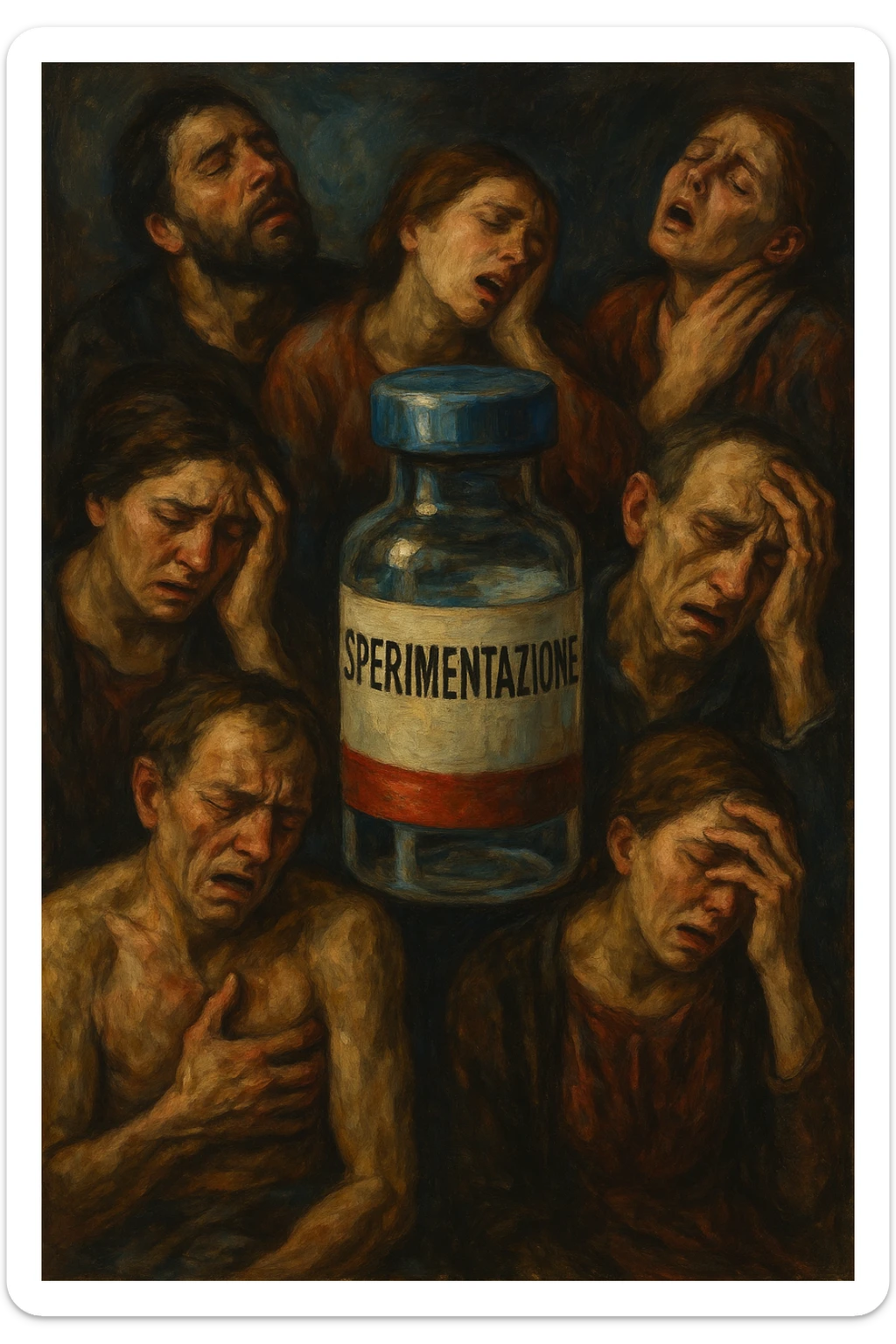 Donne e uomini che stanno male a causa di un vaccino chiamato "Sperimentazione" sticker