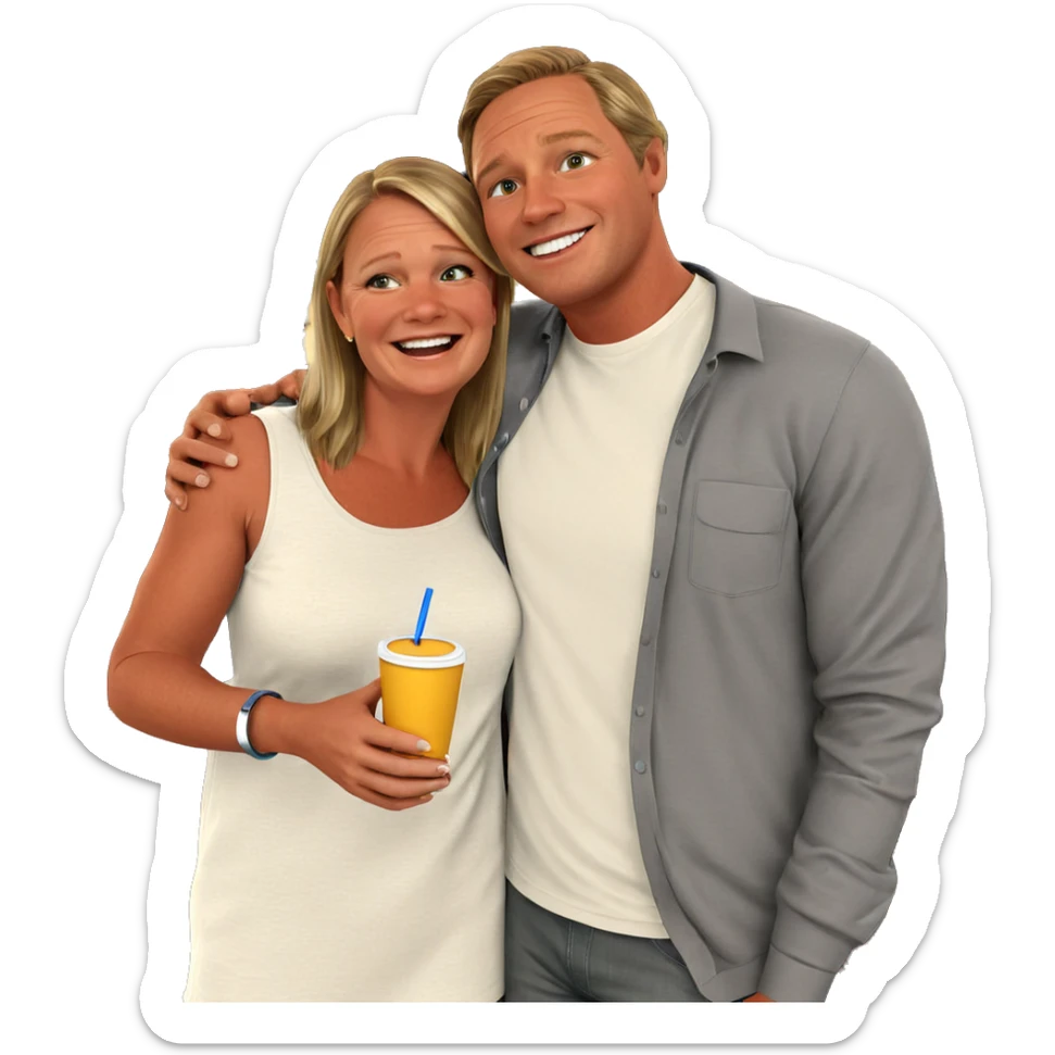 happy couple in casual setting sticker