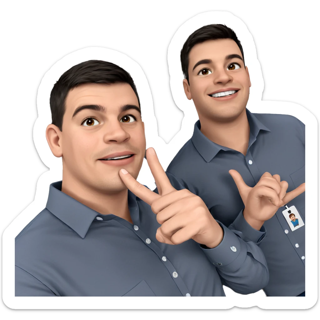 smiling boys in collared shirts sticker
