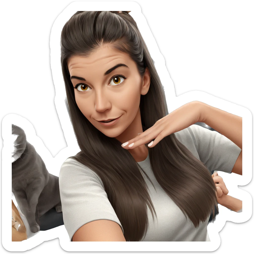 smiling girl with cat selfie sticker