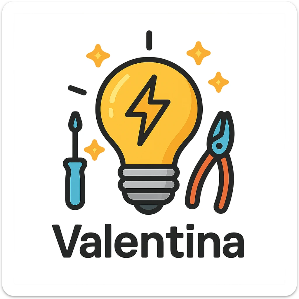Add electric sparkles and the name 'Valentina' in a modern icon style with a transparent background. sticker