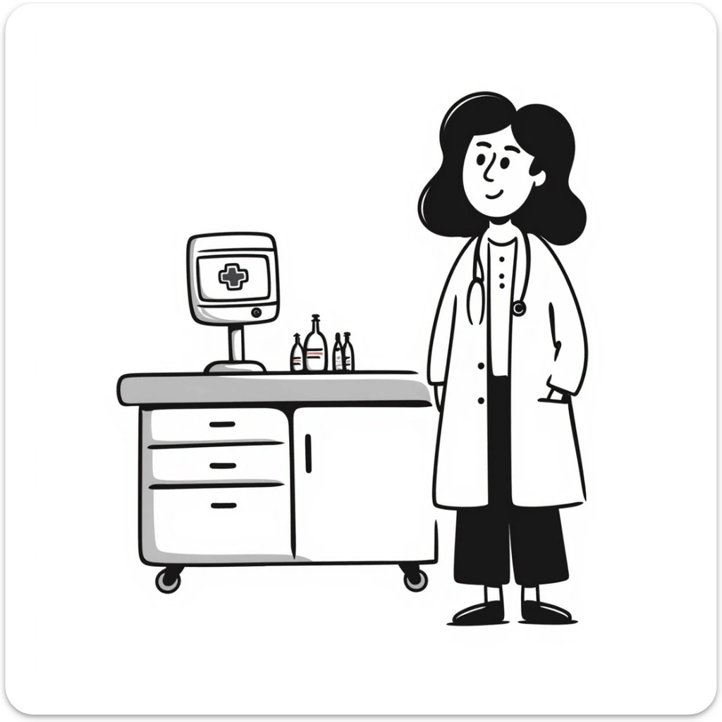 A beautiful woman doctor in the hospital sticker