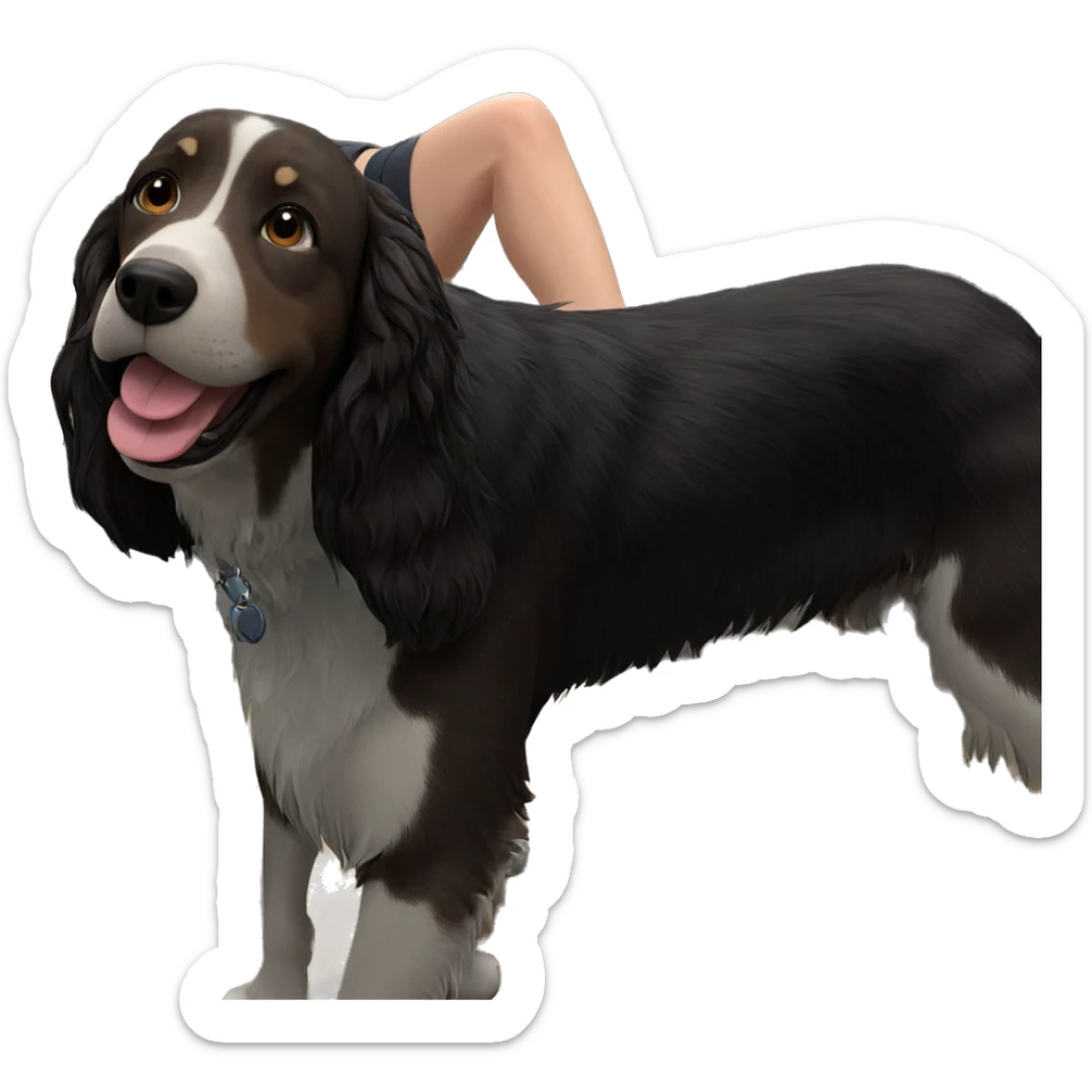 girl with her dog sticker