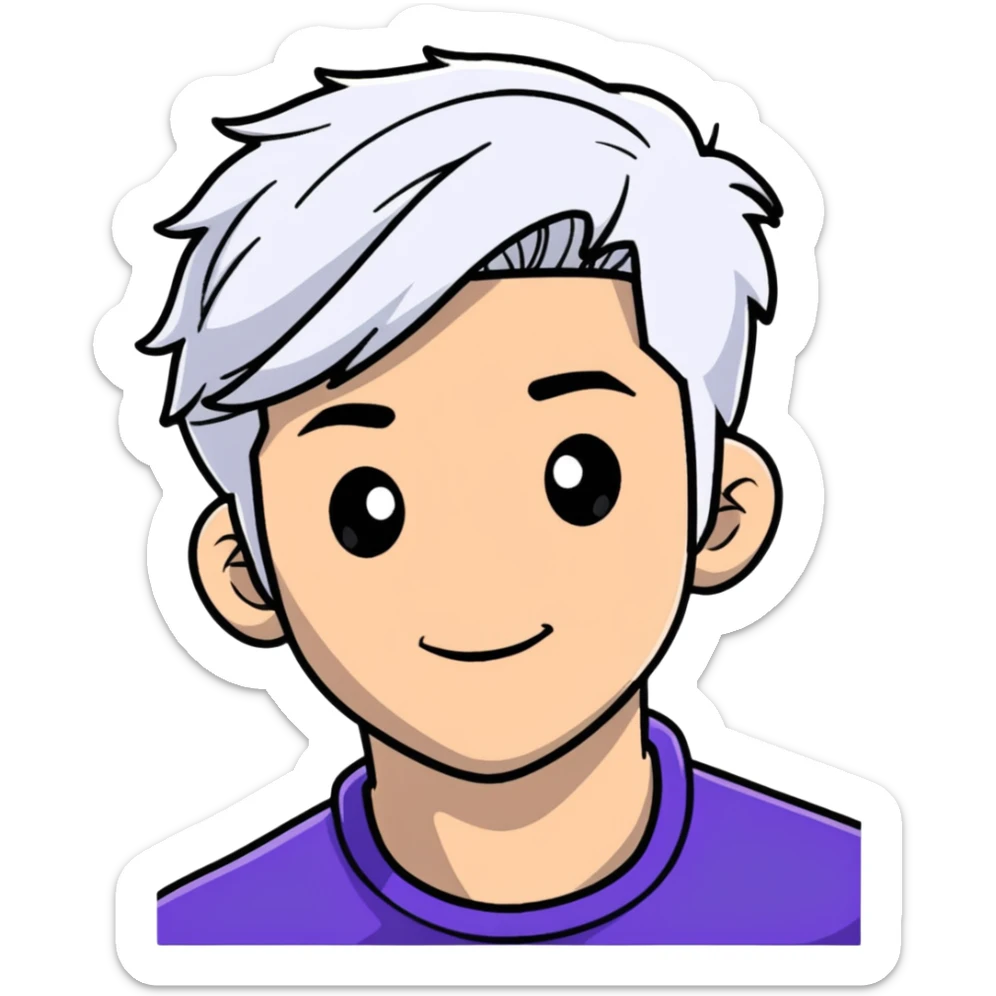 Carlos from Descendants, son of Cruella de Vil, white and black hair, freckles sticker