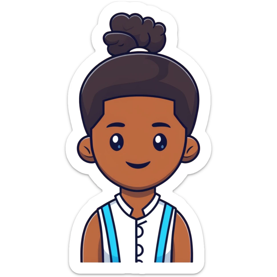 Fijian person with buiniga hairstyle, brown skin sticker
