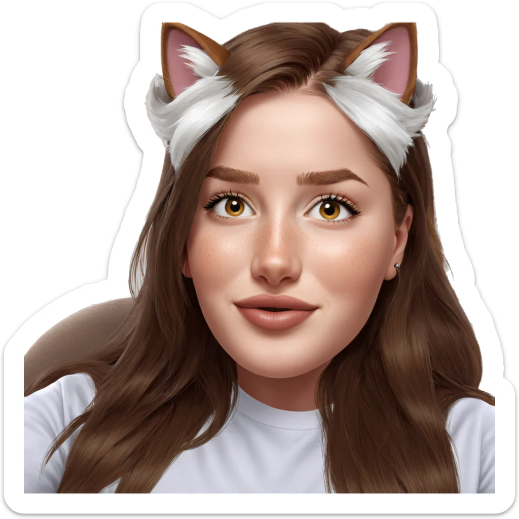 realistic portrait of girl with cat ears sticker
