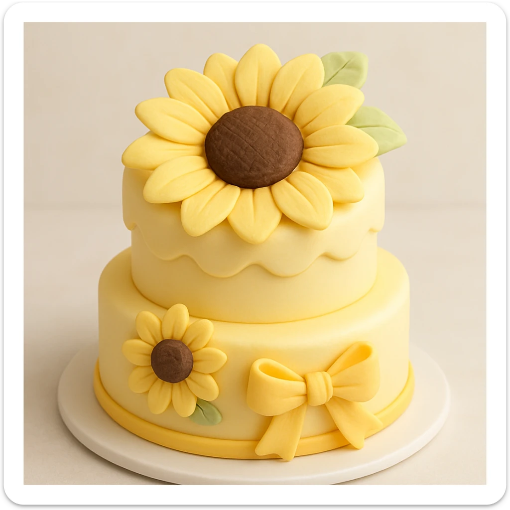 yellow flower in fondant cake art style sticker