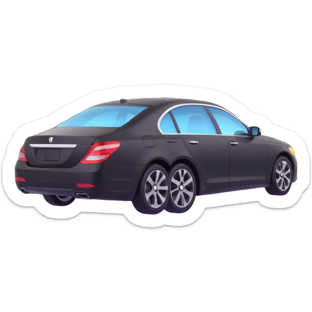 black high-end sedan with a clear protective film halfway on the car, showing the application process, elegant and sophisticated sticker