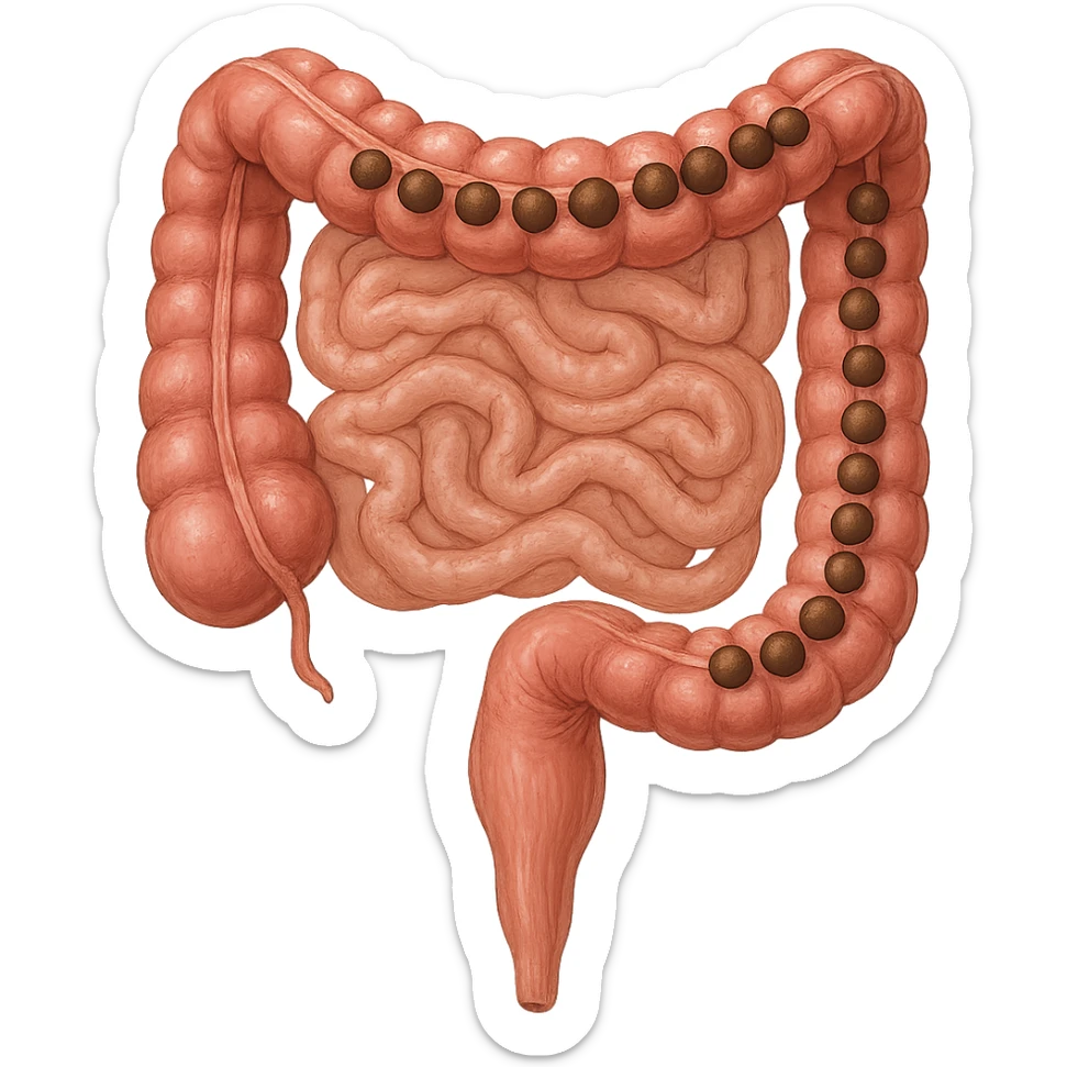 intestino umano anatomico con feci a palline sticker