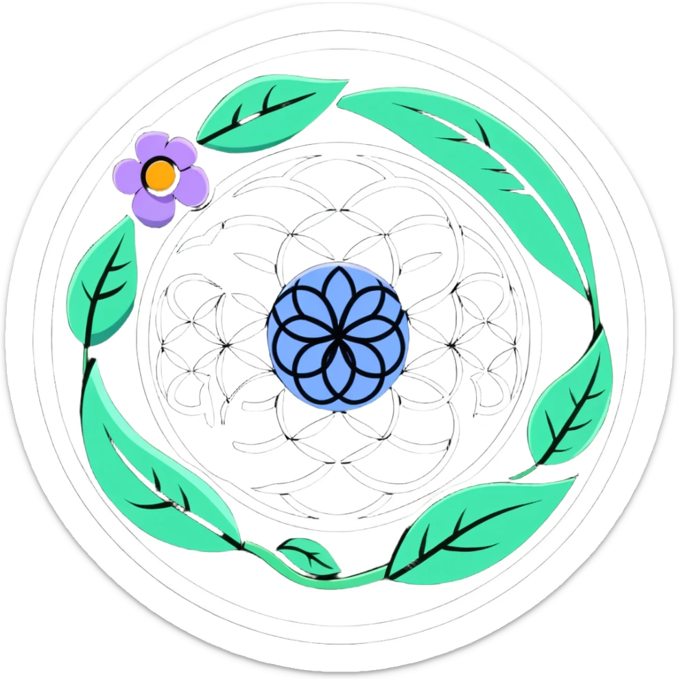 Flower of life surrounded by vines that have mystical eyes in the leaves sticker