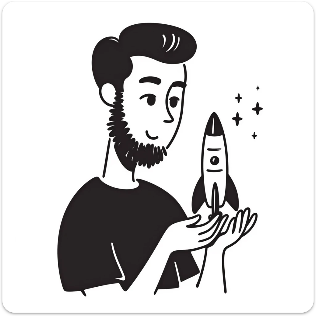 hand drawn doodle of a character inspired by Elon Musk, capturing his unique traits sticker