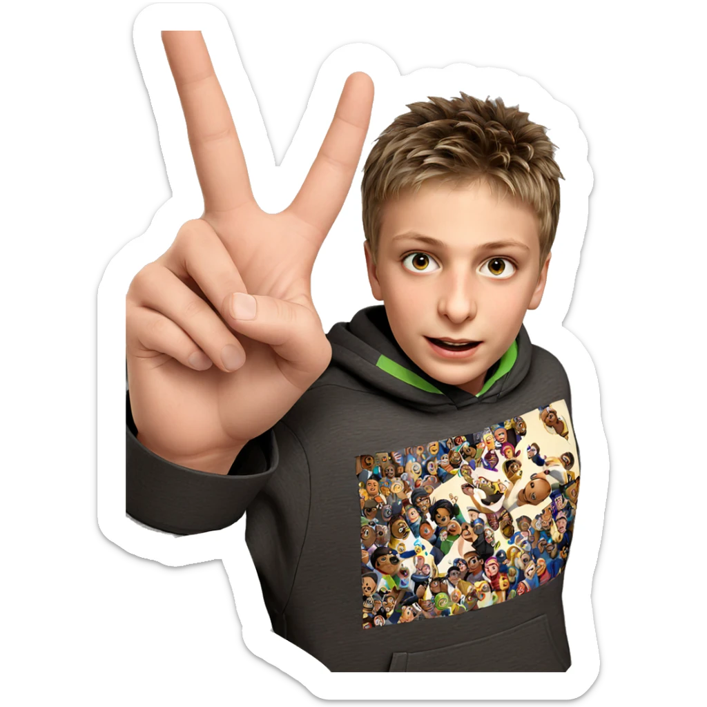 realistic portrait of a boy sticker