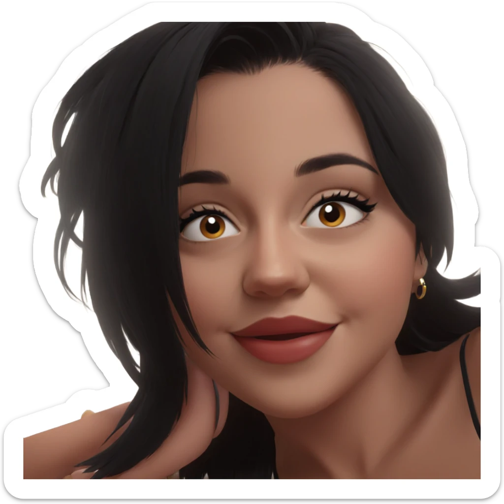 smiling girl with black hair sticker
