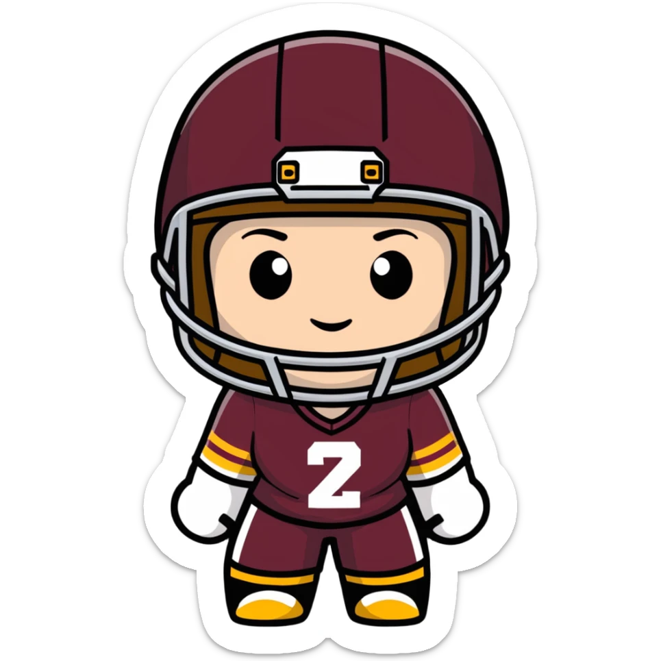 Softball player girl with medium length light brown hair maroon gold jersey black helmet sticker