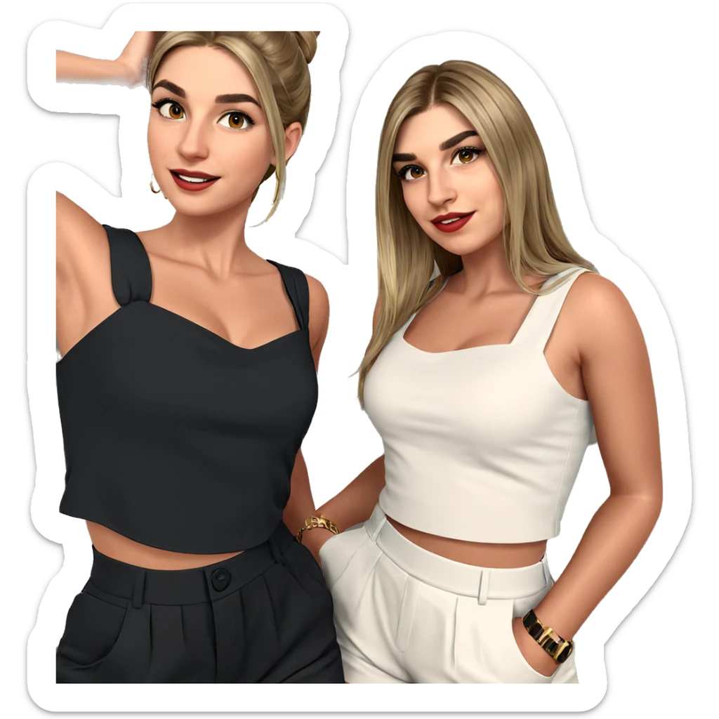 friends in stylish outfits sticker