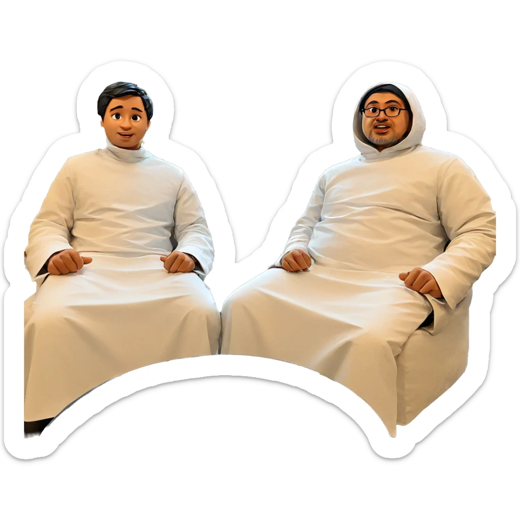 two boys sitting together sticker