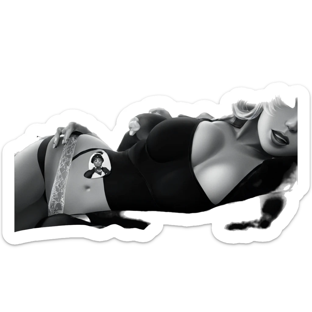 monochrome beauty in lingerie sticker