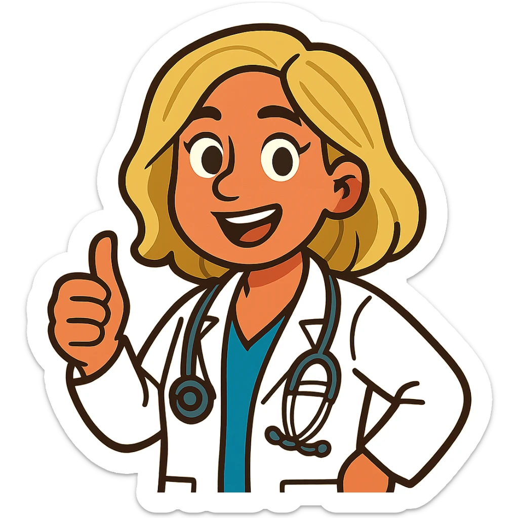Latina doctor with light blonde hair, detailed and expressive sticker