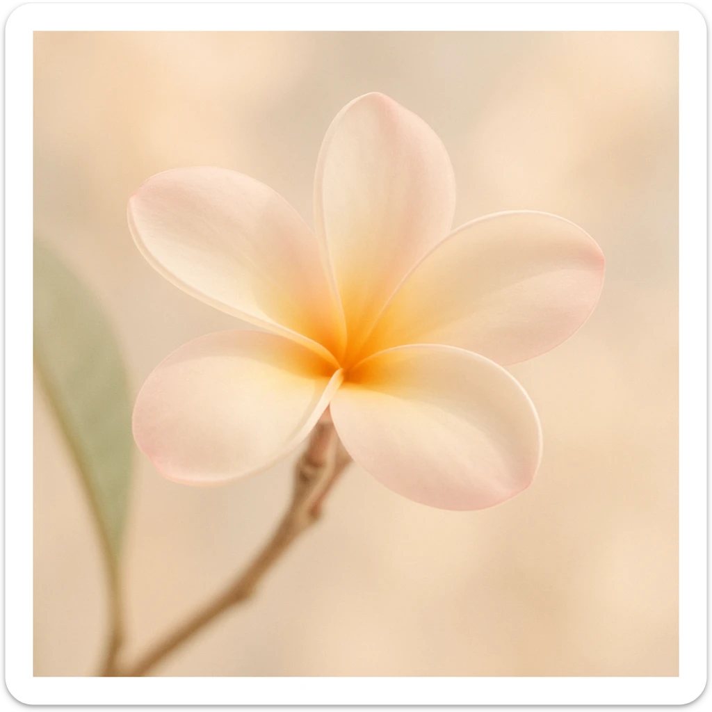 aesthetic pinterest-inspired plumeria flower, soft colors, dreamy, minimal, elegant, gentle lighting sticker