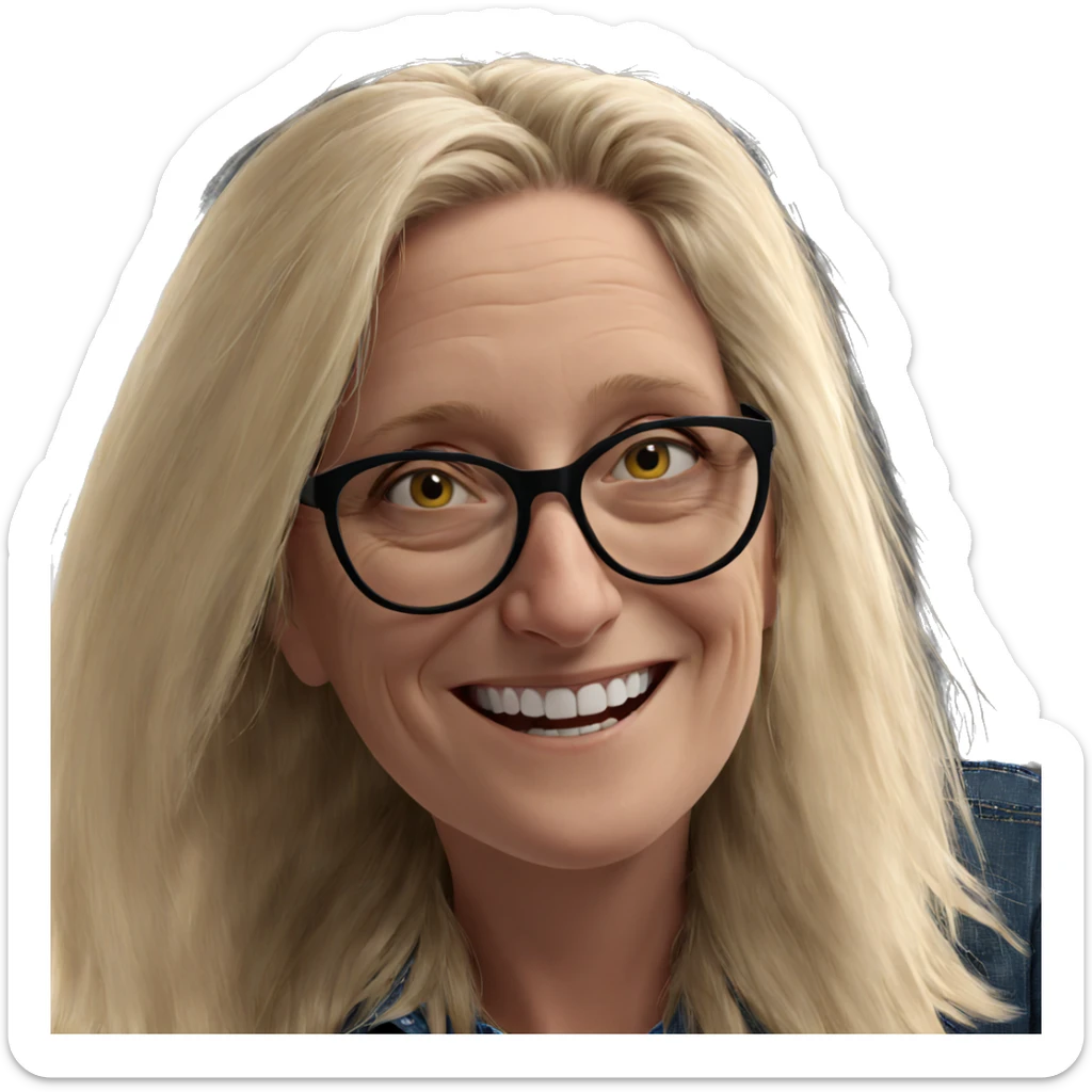 smiling blonde with glasses sticker