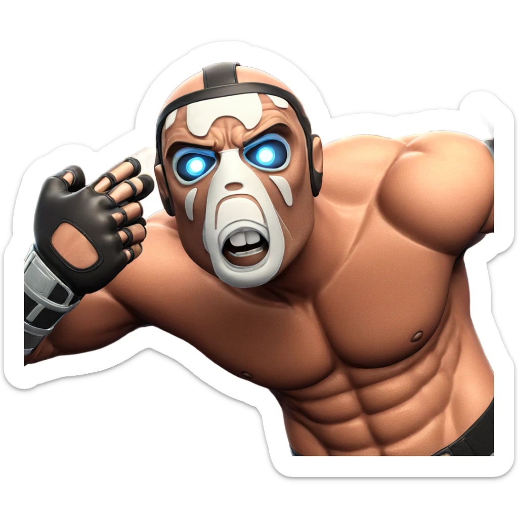 glowing muscular male with gloves sticker
