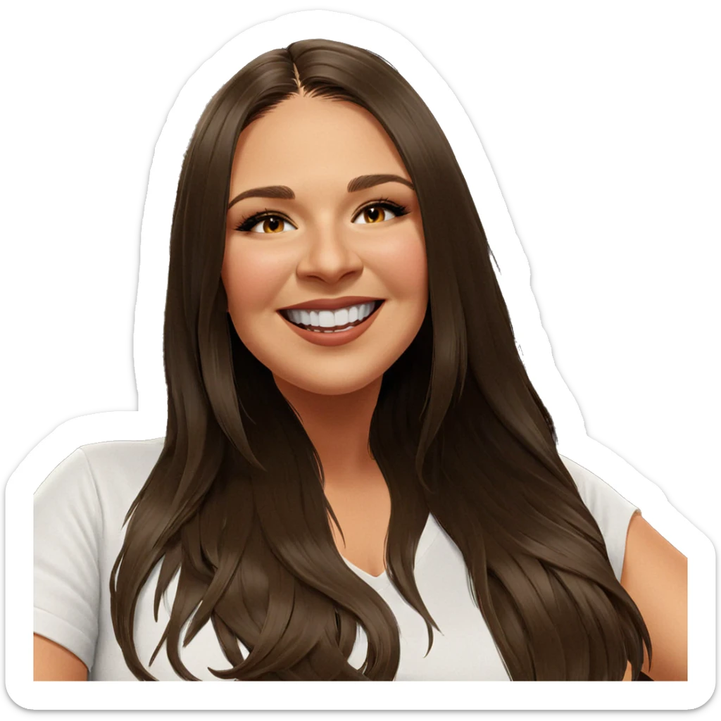 smiling girl in white shirt sticker