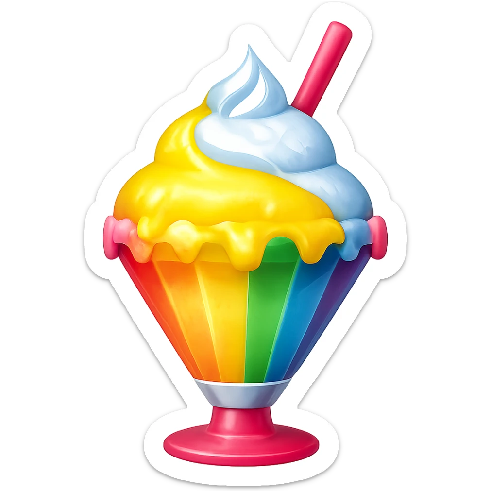 Add yellow syrup to the shave ice in the style of apple emojis, keep the background transparent. sticker
